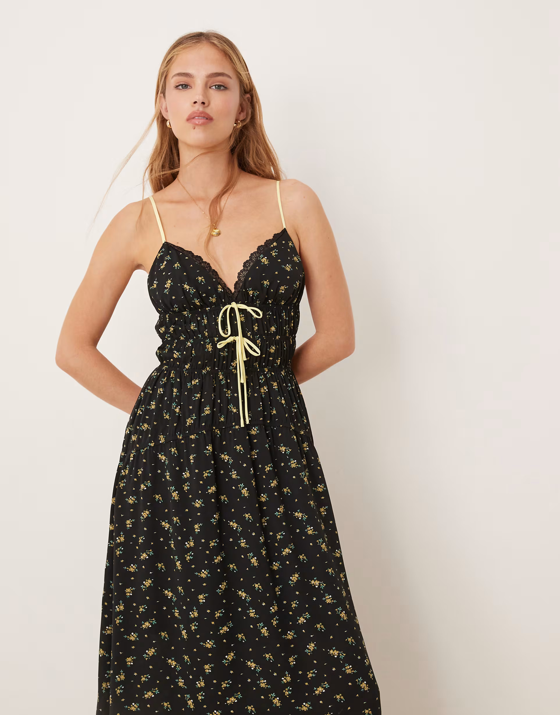 Kiss The Sky v neck sleeveless maxi dress in black floral print | ASOS (Global)