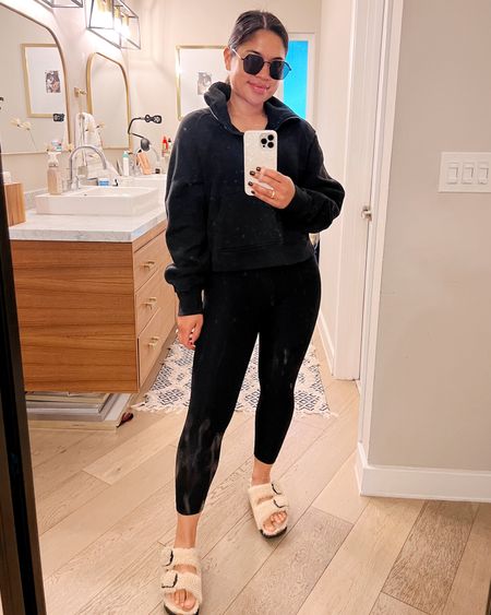 Casual all black outfit for mommying around! Love this lululemon scuba half zip pullover, wearing XS/S and these ribbed align leggings - wearing a size 6! These shearling Birkenstocks are so cute and run TTS


#LTKshoecrush #LTKtravel #LTKstyletip