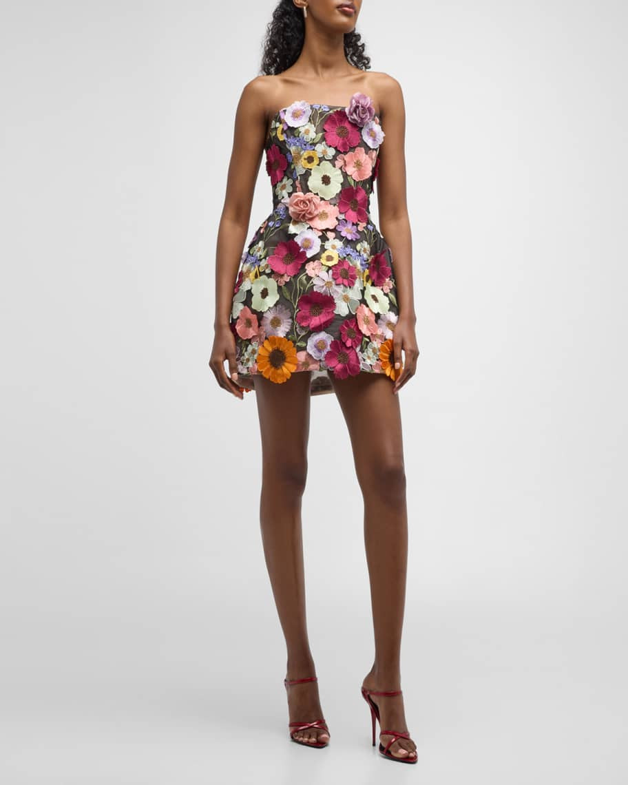 Bouquet Maraya Strapless Applique Mini Dress | Neiman Marcus
