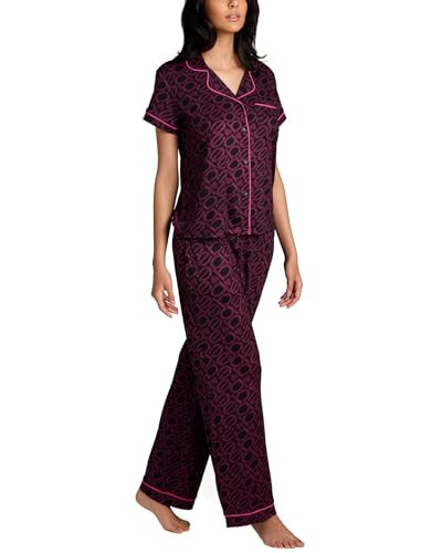 bebe Womens Pajama Sets - Pajama Top and Pajama Pants PJ Set - Bridesmaid Pajamas for Women (Black, Small) | Amazon (US)