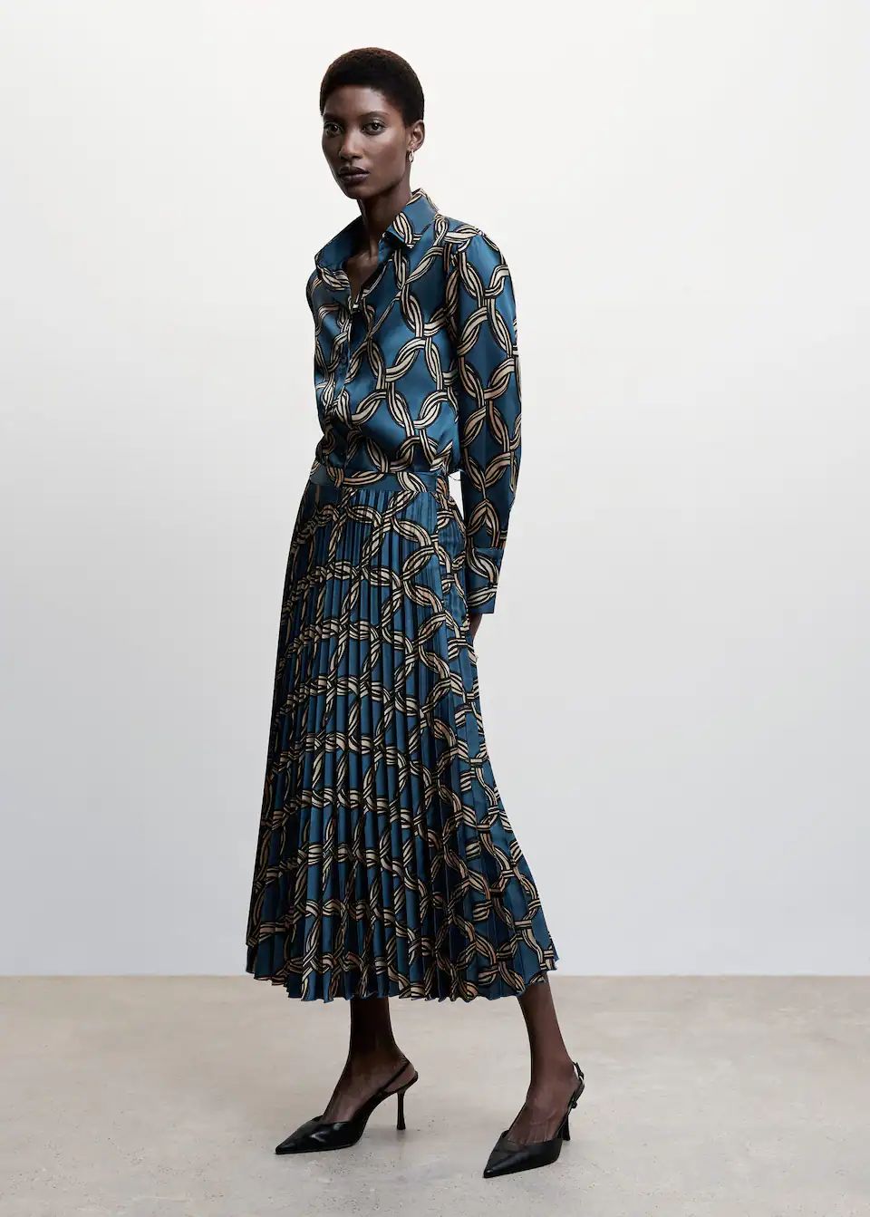 Geometric print pleated skirt | MANGO (US)