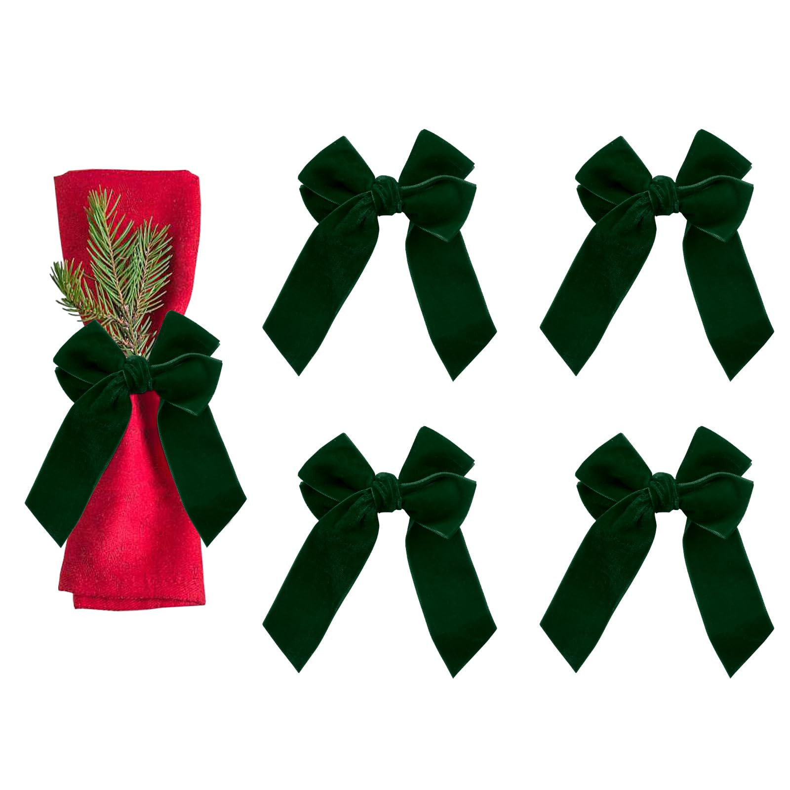 Velvet Bow Napkin Rings, Set of 4 Christmas Bowknot Napkin Holder Ring Dining Table Decor for Xma... | Amazon (US)