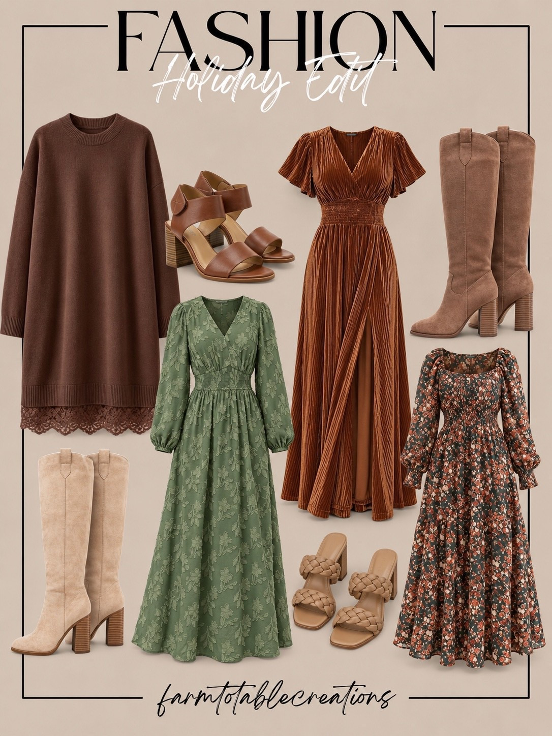 Holiday Dresses for Every Occasion 🤎✨

From Thanksgiving dinner to holiday parties and family photos, these dresses are made for the season! Rich chocolate brown, warm rust, muted olive, and a classic fall floral create such a beautiful holiday palette. Pair them with neutral heels or tall boots for an easy, polished look that still feels comfortable and festive.

I love that these styles can carry you through the entire season—dress them up for a special event or keep them casual for a cozy holiday gathering.

Follow @farmtotablecreations on Instagram for more cozy home finds and trending decor.

#LTKStyle #LTKHoliday #HolidayOutfits #HolidayDresses #ThanksgivingOutfit #ChristmasOutfit #FallDresses #HolidayStyle #FallFashion #FamilyPhotoOutfit #FestiveStyle #NeutralStyle #HolidayFashion #LTKFinds

#LTKOver40 #LTKSeasonal