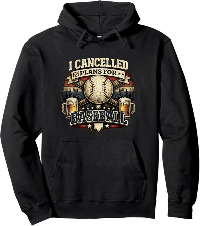 I Cancelled Plans For Baseball Vintage Retro Graphic Pullover Hoodie | Amazon (US)