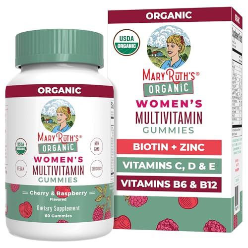 MARYRUTH'S Multivitamin Gummies for Women Ages 14+ | Immune Support | Hair & Skin Health | Reproductive Health | Vitamin A C D E B6 B12 Biotin Zinc Iodine | Organic | Vegan | Non-GMO | 60 Count | Amazon (US)