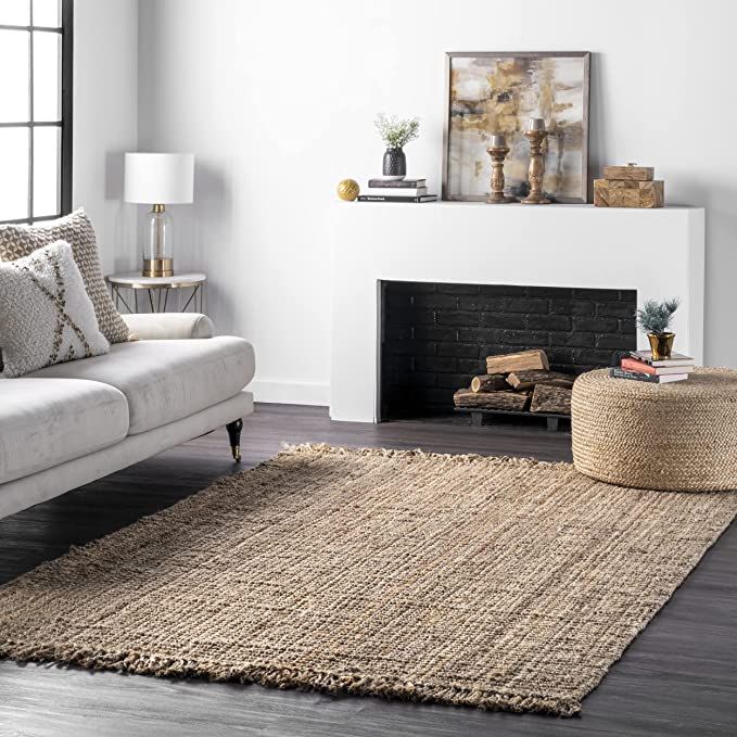 nuLOOM Hand Woven Chunky Natural Jute Farmhouse Area Rug, 6' x 9', Natural | Amazon (US)