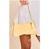 Butter Yellow Curved Beaded Shoulder Bag | PrettyLittleThing US