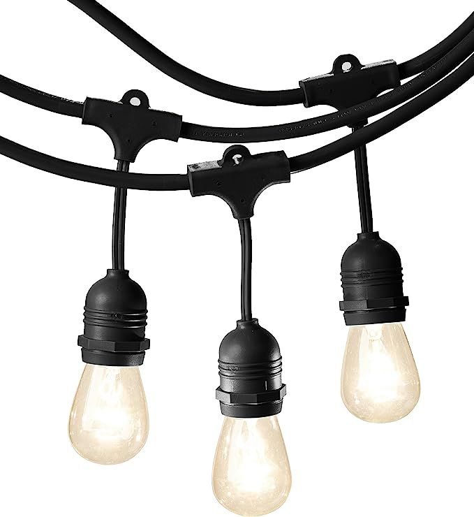 Amazon Basics Outdoor Patio String Lights, S14 Bulb, 48 Feet, Black | Amazon (US)