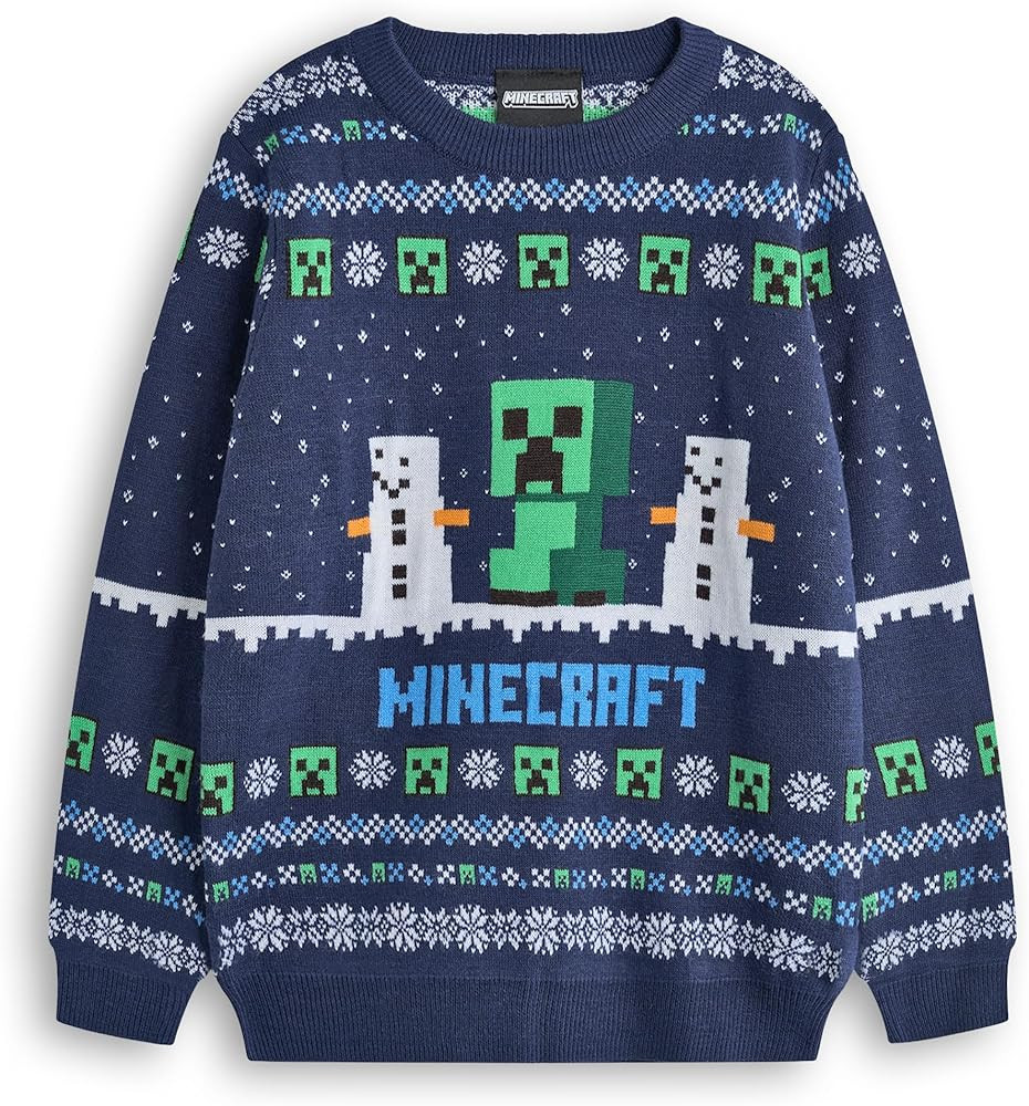 Minecraft Boys Christmas Jumper Style Options Kids Creeper & Snowmen Characters Knitted Sweater |... | Amazon (US)