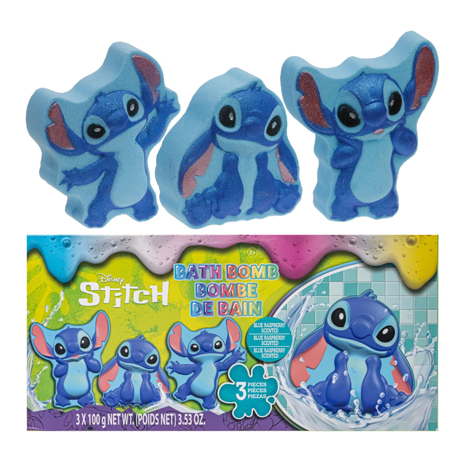 Stitch Bath Bombs for Kids, Fun Bright Rainbow Colors, Raspberry Scented for Kids, Ages 3+, by To... | Amazon (US)