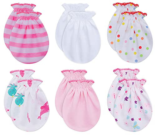 RATIVE Newborn Baby Hand Cotton Gloves Sleep Sleeping No Scratch Mitten Mittens Mitts Set for 0-3 0-6 Months Boy Boys Girl Girls (6 Pairs/g46) | Amazon (US)