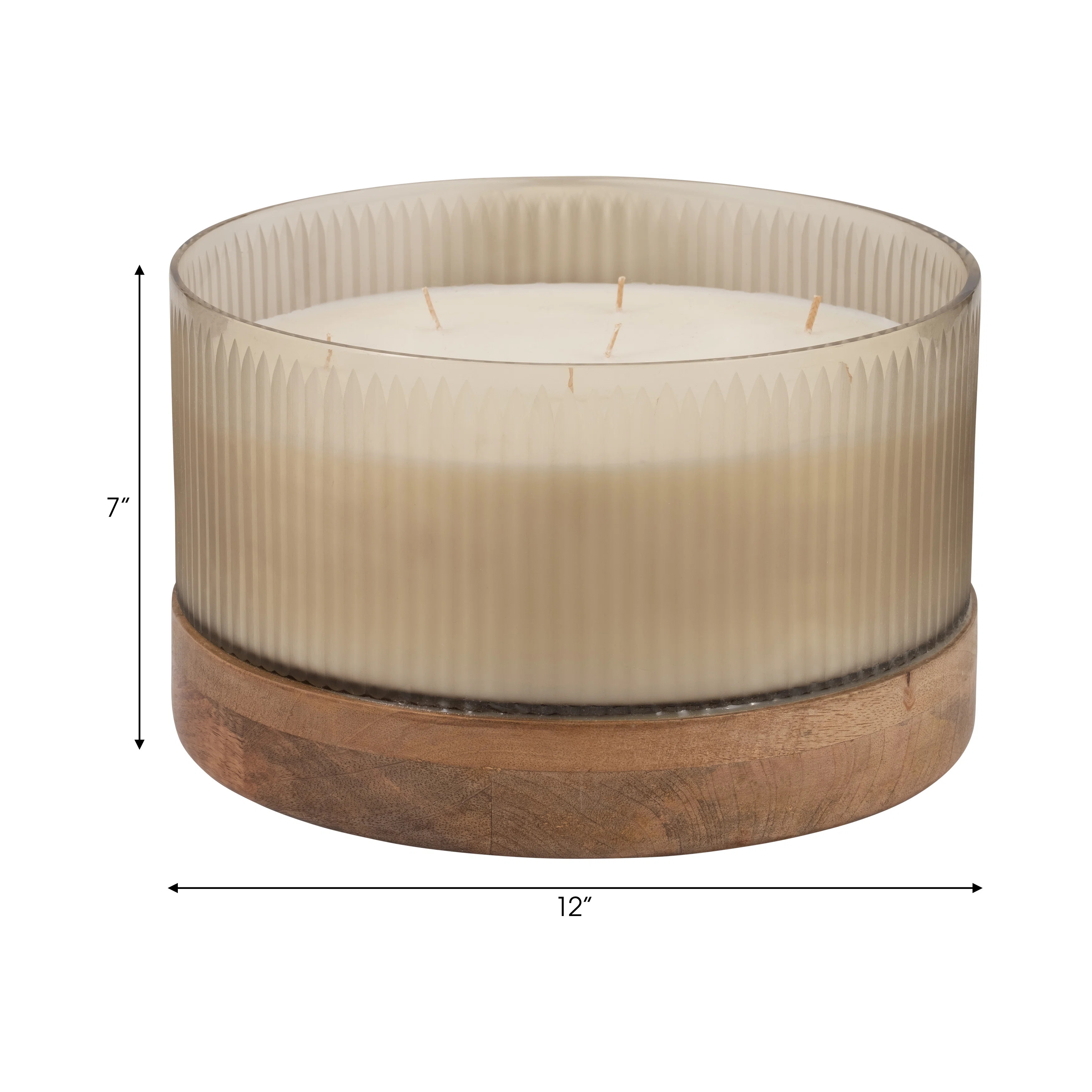 Decorative Ribbed Glass Wood Sage & Sea Salt Scented Candle for Bookshelf - Modern Relaxing Accen... | Wayfair North America