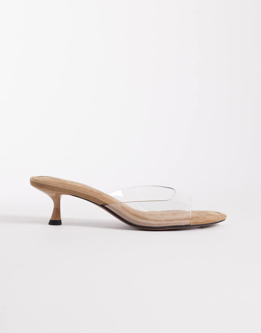 ASOS DESIGN High-five kitten heel mules in clear | ASOS (Global)