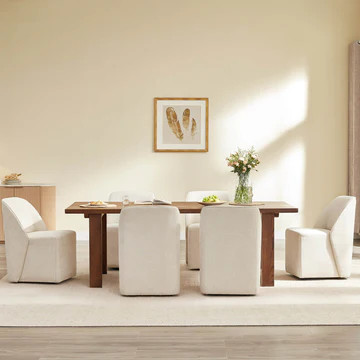 Soren Leather Rolling Dining Chair | Set of 2 with Casters | Chita