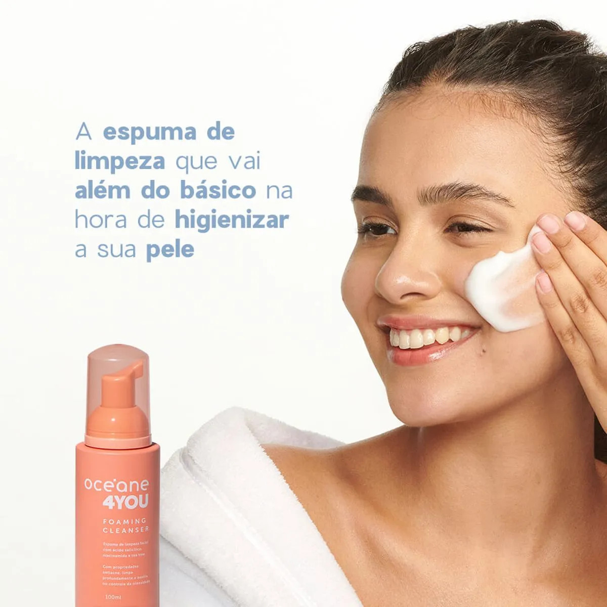 Espuma de Limpeza Facial com Ácido Salicílico - Foaming Cleanser 4you 100ml | Oceane (BR)