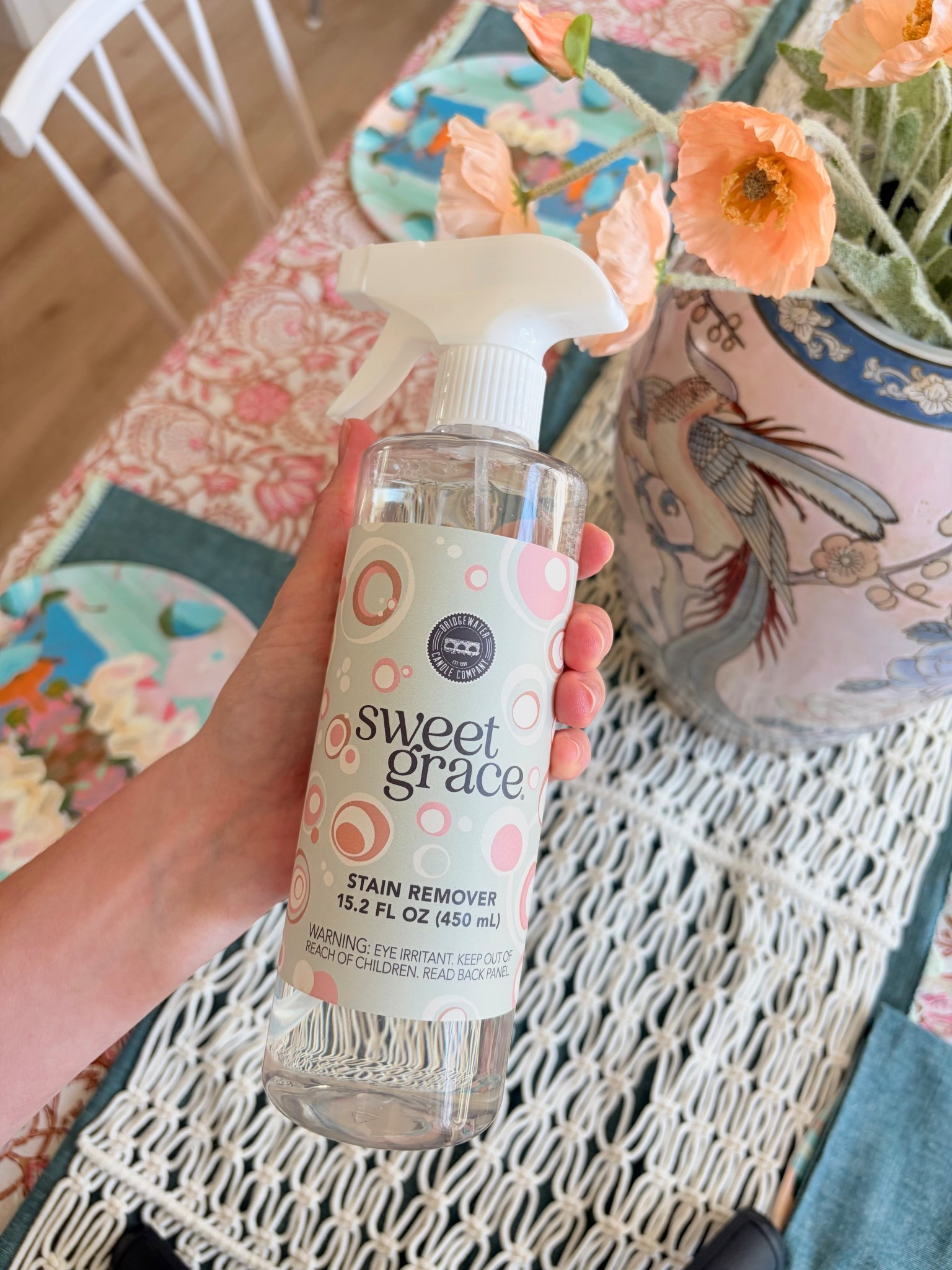 Was setting our table when I noticed a stain on the table runner.. grabbed Sweet Grace stain remover and got it cleaned up quick 🤩

@bridgewatercandles #sweetgrace #stainremover #laundryday #ad 

#LTKHome #LTKSeasonal