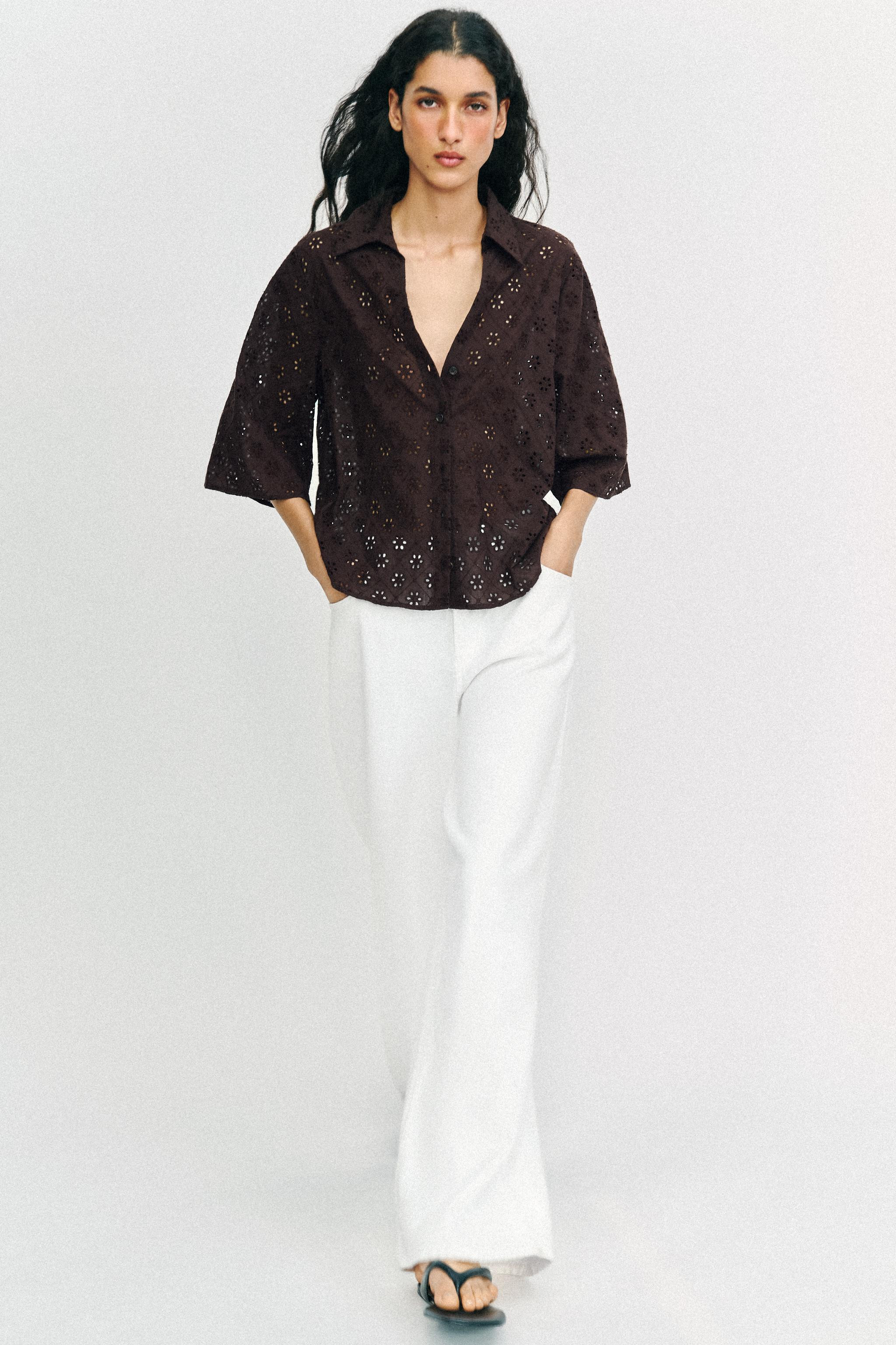 EYELET EMBROIDERED SHIRT | Zara US