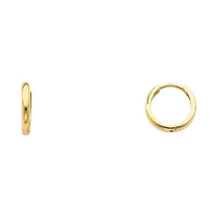 Trust Jewelry - 14k Solid Italian Yellow Gold Plain 2 mm Small Huggies Hoop Earrings 10 mm Diamet... | Walmart (US)