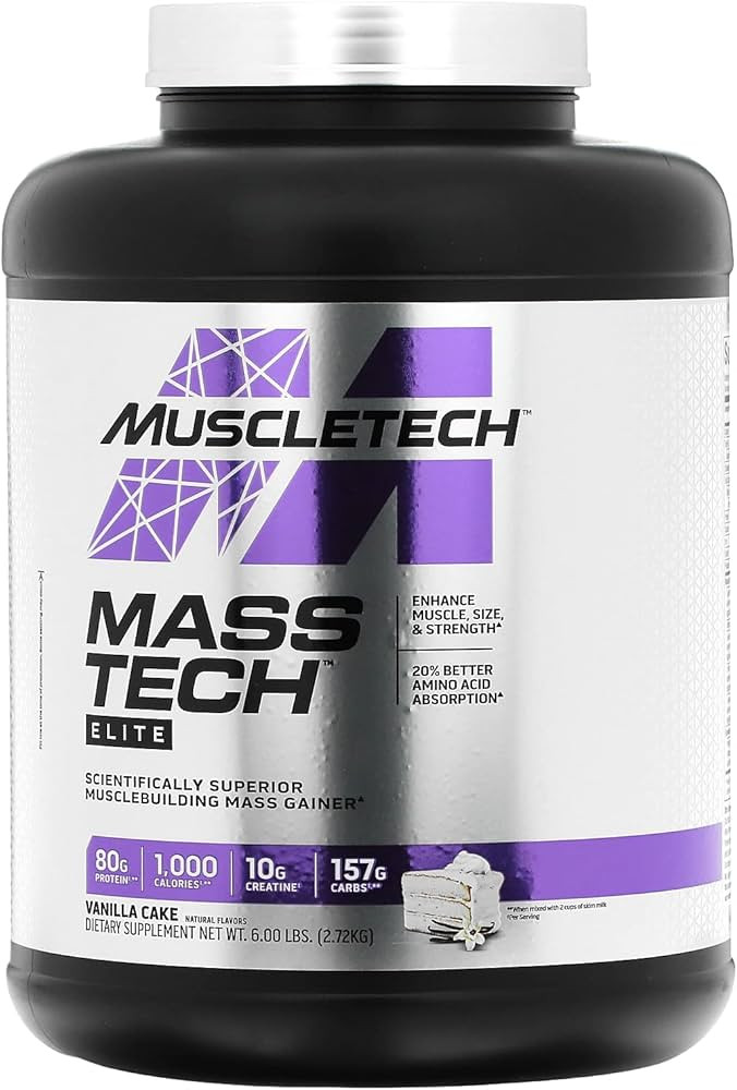 MuscleTech Mass-Tech™ Elite, Vanilla Cake, 6 lbs (2.72 kg) | Amazon (US)