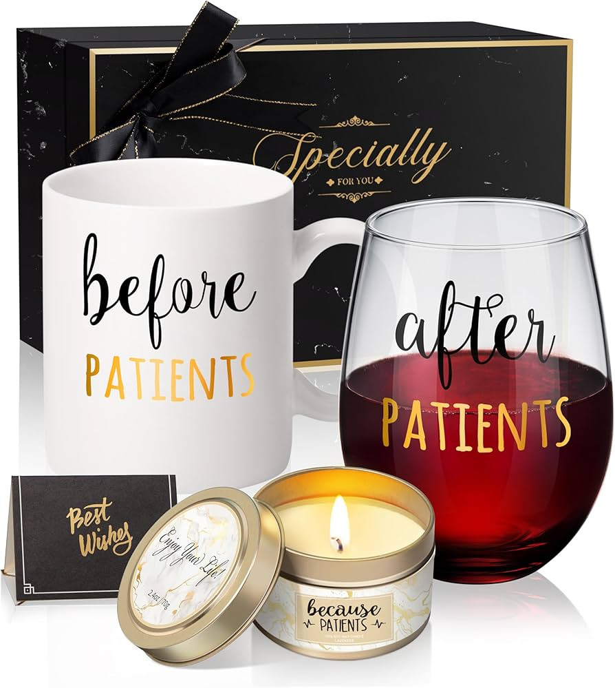 Before Patients, After Patients 11 oz Coffee Mug and 18 oz Stemless Wine Glass Set Gifts Idea for... | Amazon (US)