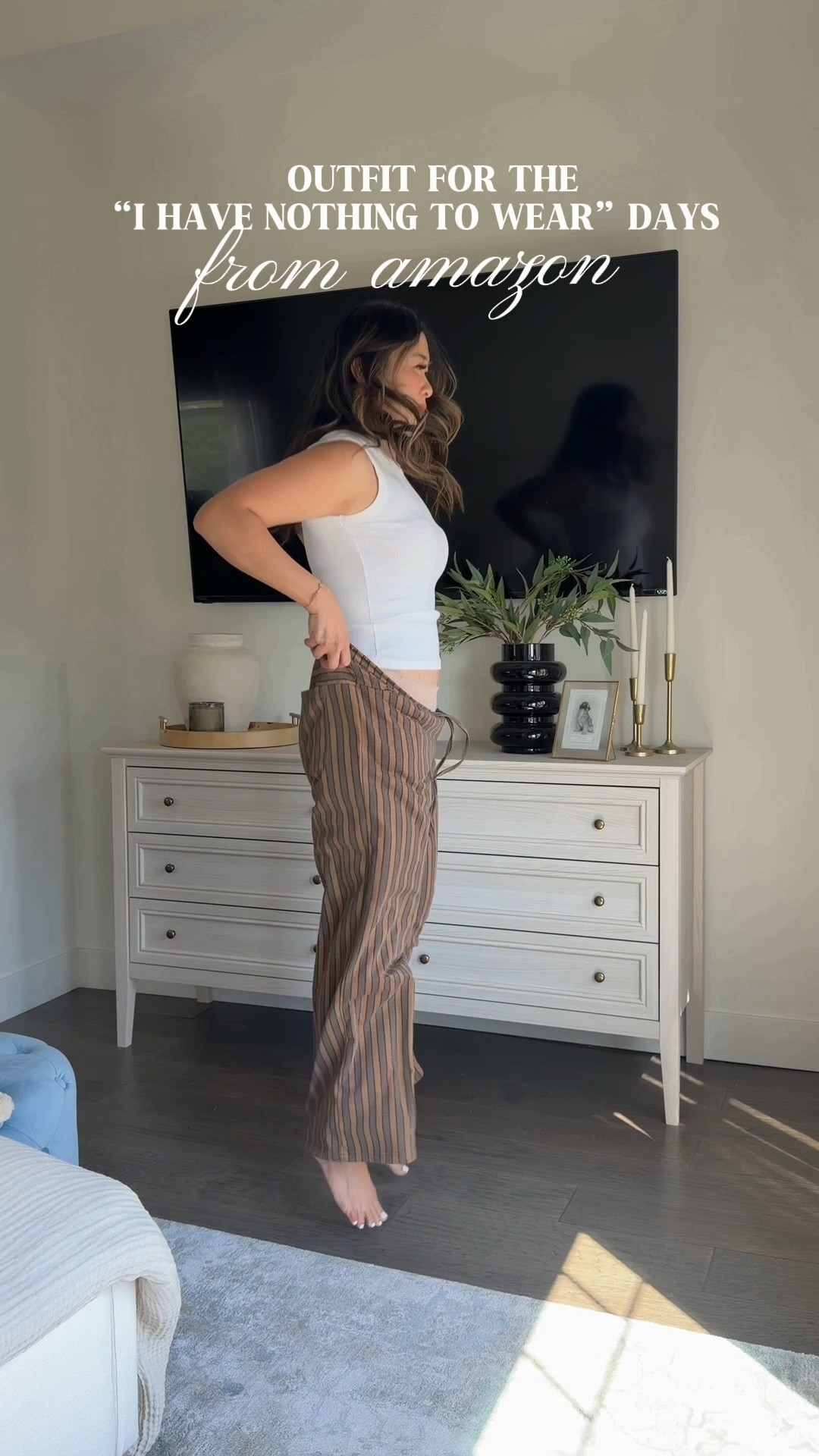 Amazon outfit // striped wide leg pants // casual school drop off 

Tank - medium 
Button down - small
Pants - medium

#LTKootd #LTKmomlife #LTKOver40