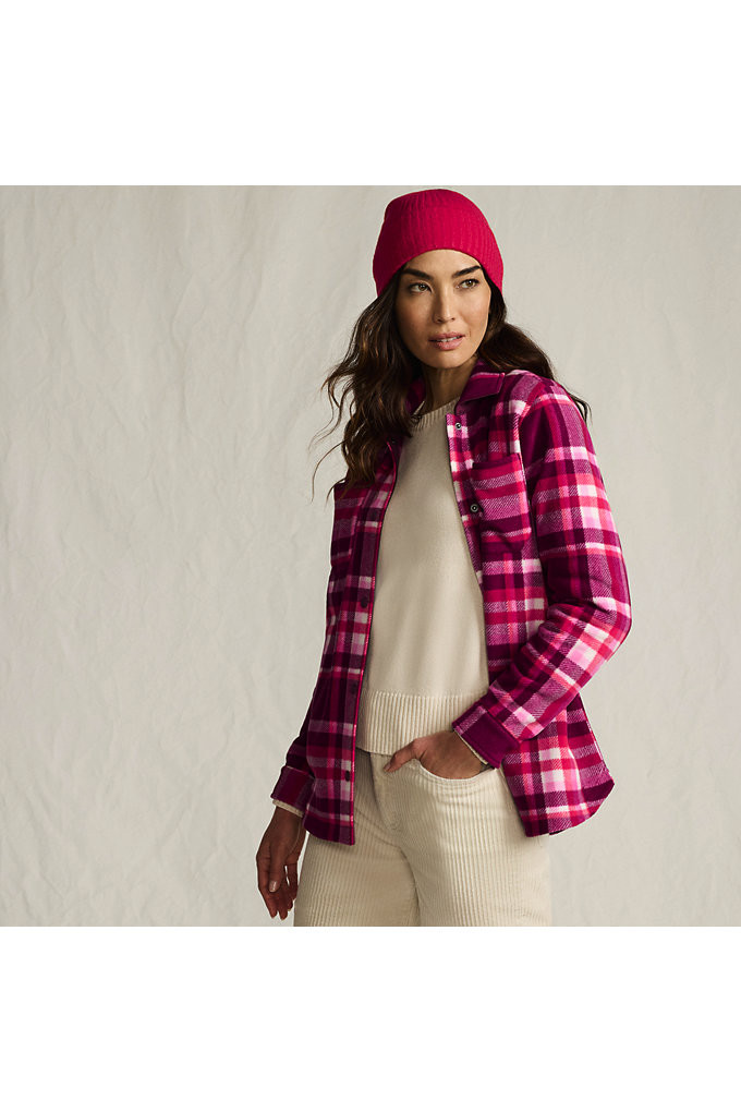 Women's Petite Print Anyweather Fleece Shirt Jacket - Lands' End - Purple - M | Lands' End (US)