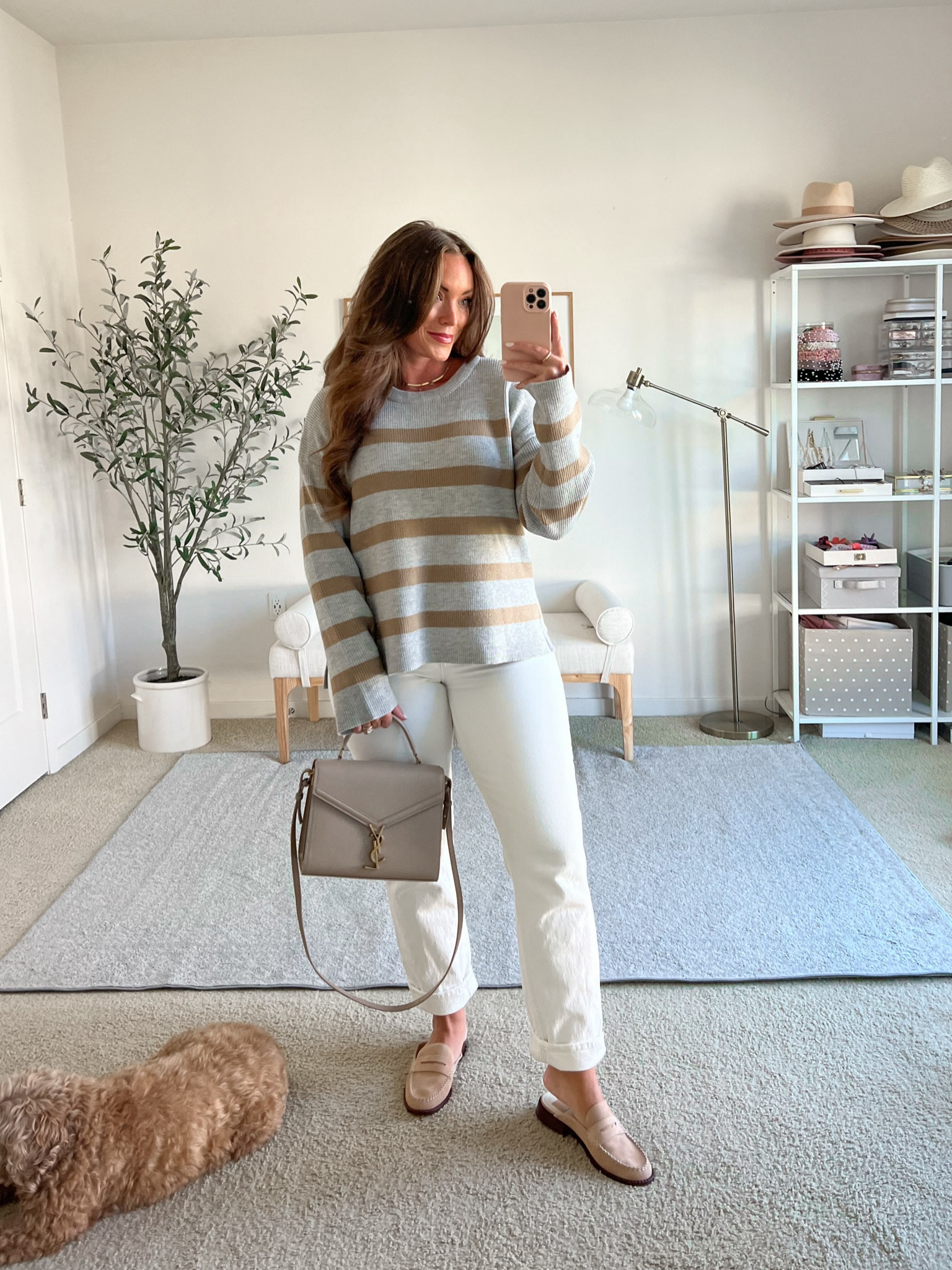 Neutral fall transitional outfit 🐻🍂
Medium in sweater, size 6 in jeans 
Loafers are super comfortable, I went up a half size!! 

#LTKxNSale #LTKMidsize #LTKFindsUnder100