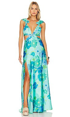 Show Me Your Mumu Francie Maxi Dress in Blue Piccadilly Flora from Revolve.com | Revolve Clothing (Global)