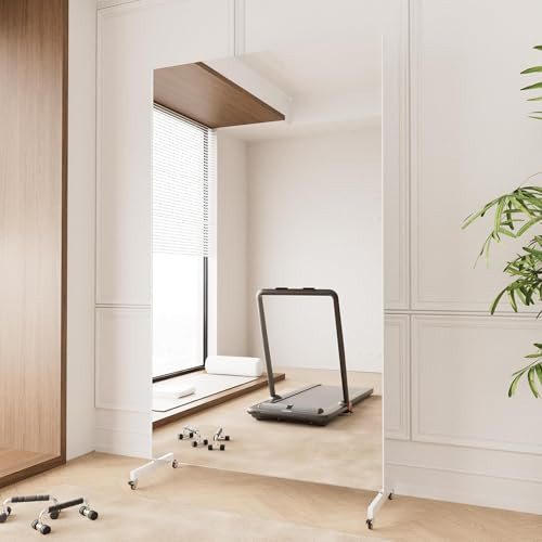 brisafe Home Gym Mirror 360° Swivel on Wheels, 67" X 40" Extra Large Full Body Rolling for Yoga, Nano Film Super Lightweight Unbreakable Full Length Mirror, White, 9.5 lbs | Amazon (US)