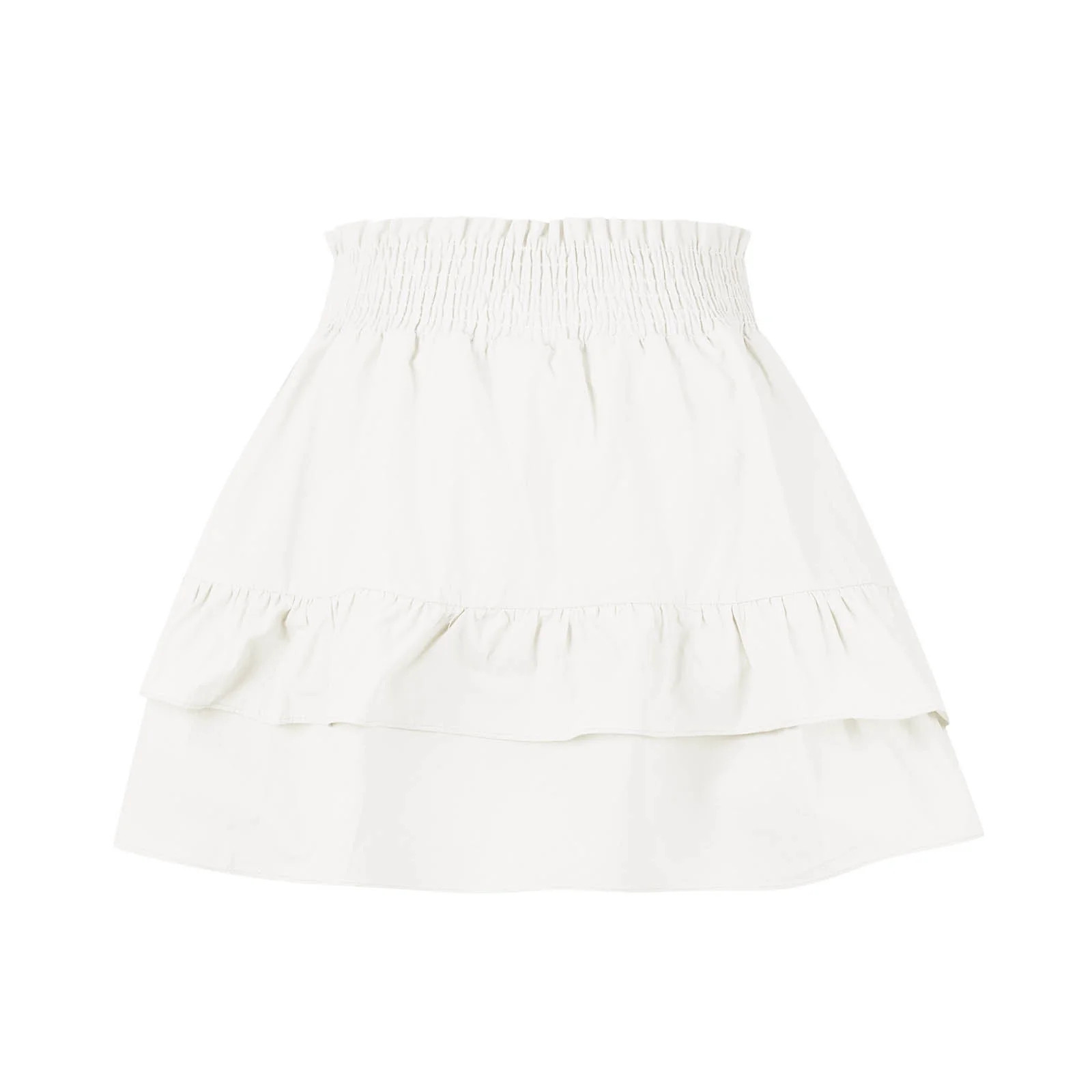 Wdfiry Summer Skirt for Women Boho Elastic High Waist Solid Color Ruffle Casual A Line Flowy Beac... | Walmart (US)