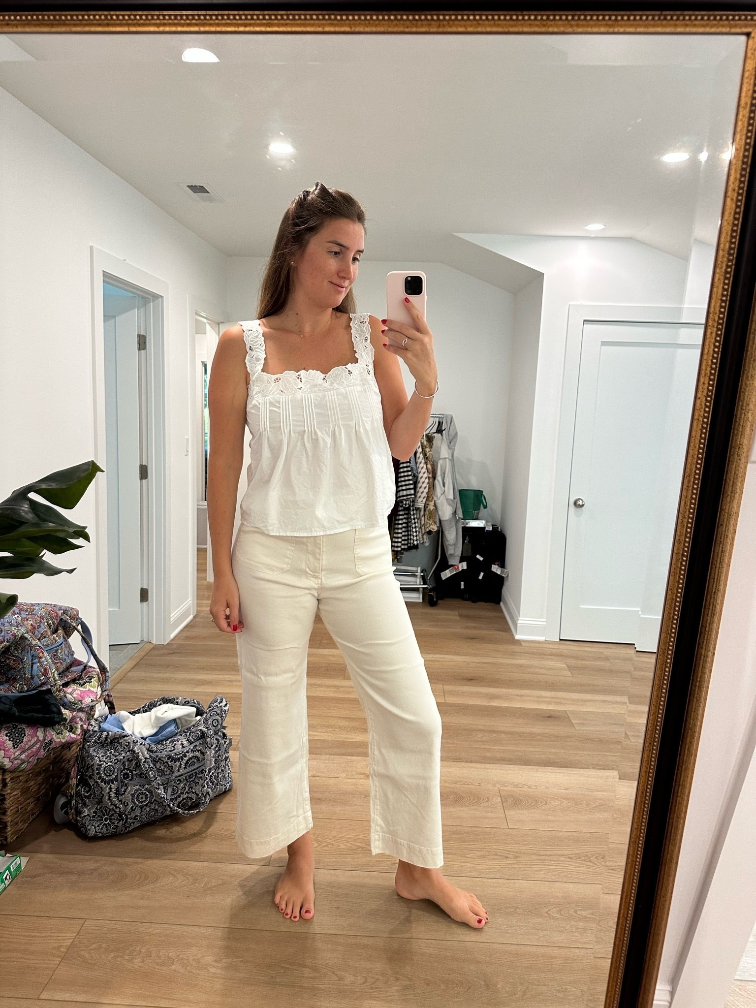 Summer outfit for our new coastal new England summer! Linen pants from Anthropologie are stretchy linen - not stiff at all.

#LTKmomlife #LTKdayinmylife #LTKTravel