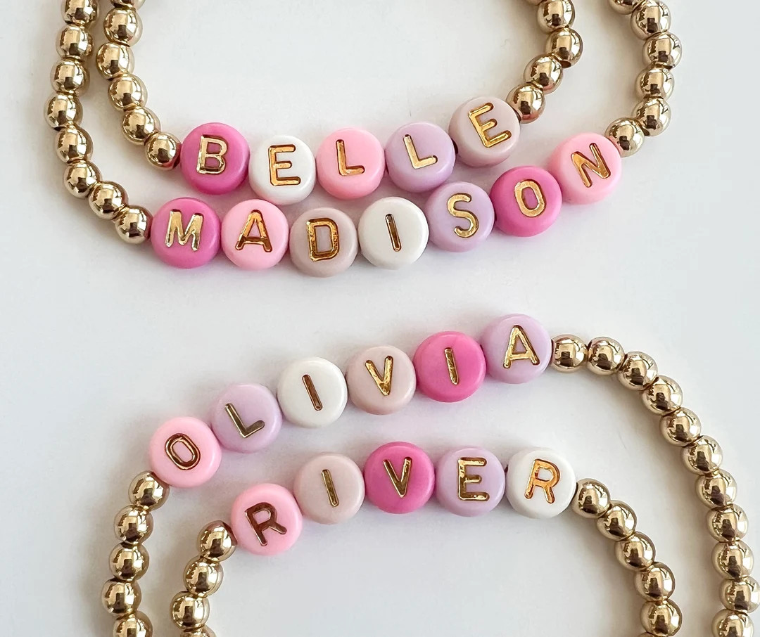 Custom Name Bracelet Christmas Gift for Her Personalized Name Stack Bracelet Gift for Mom Stockin... | Etsy (US)