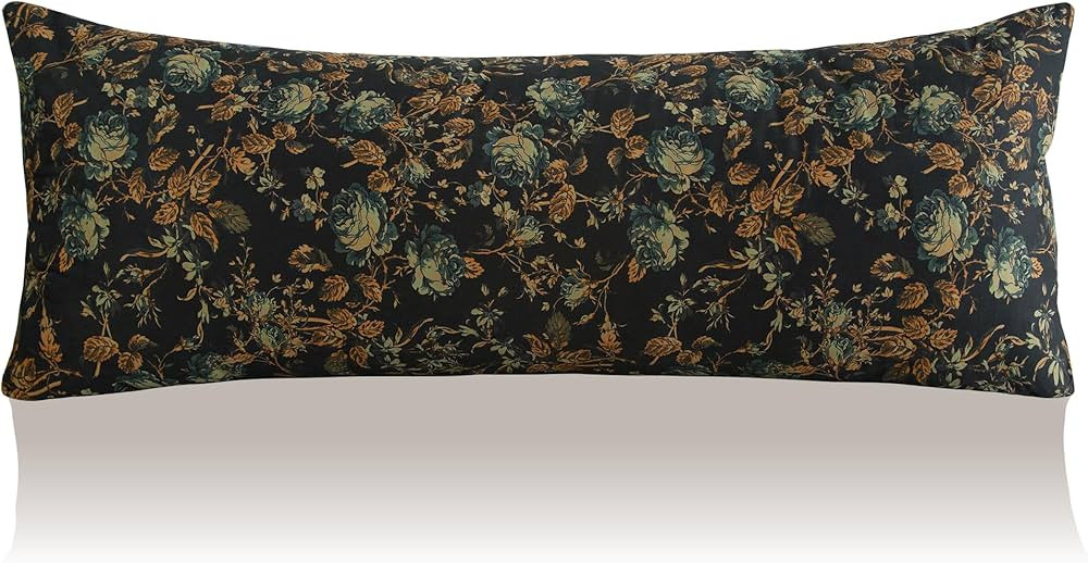 StangH Black Floral Velvet Body Pillow Cover, Super Soft Skin Friendly Pillowcase with Hidden Zip... | Amazon (US)