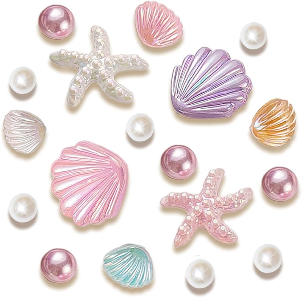 18 PCS Crystal Pearl Starfish Shoe Charms, Seashell Charms for Shoes, Wristbands, Sandals, Bracel... | Amazon (US)