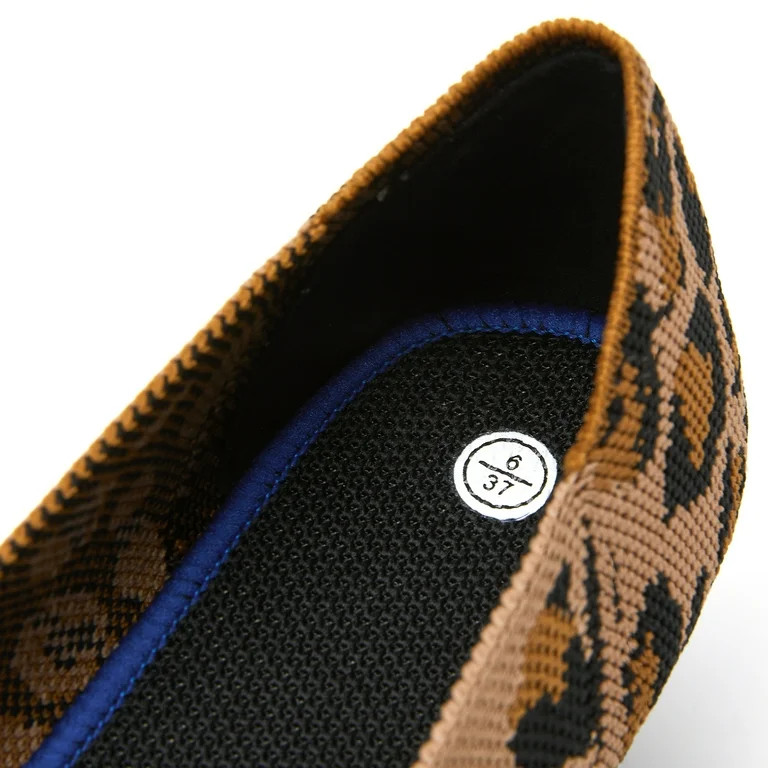 AOMAIS Women's Fashion Ballet Pointy Toe Flats Mesh Slip-On Shoes Casual Comfortable Shoes(Leopar... | Walmart (US)