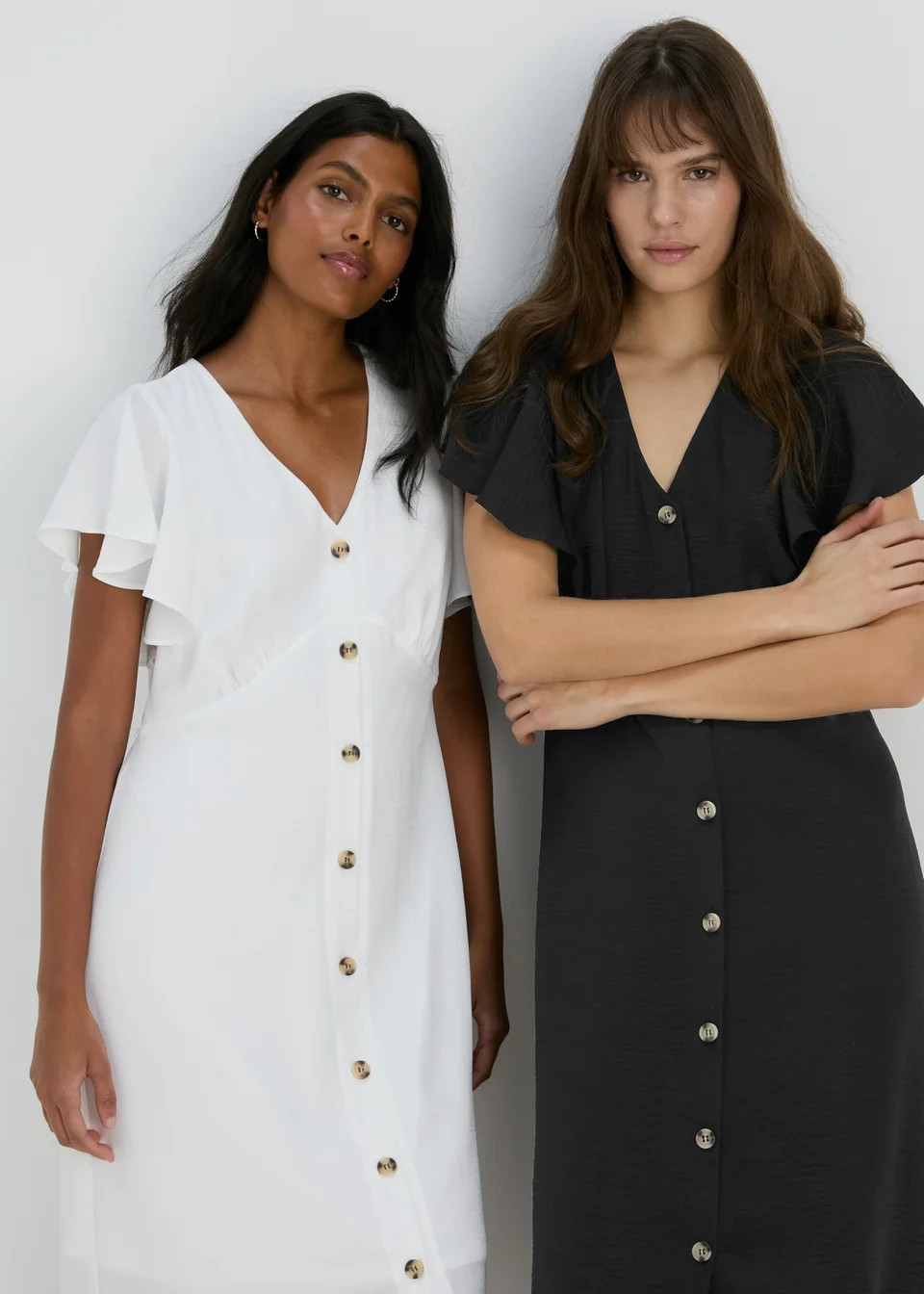 Et Vous Black Angel Sleeve Airflow Midi Dress - Size 8 | Matalan (UK)