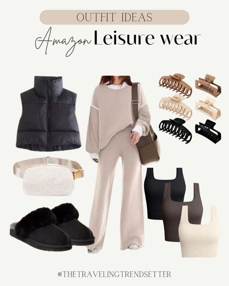 Outfit idea, Amazon at leisure wear, lounge, set, leisure wear, travel, outfit, puffer, vest, slippers, belt, bag, bum bag, tanks, clips, new year, new me, weight, loss, homebody, Cody, cozy, cold outfit, winter outfit, workwear, work from home, postpartum, maternity, mom, to be, college student

#LTKmidsize #LTKfindsunder50 #LTKover40