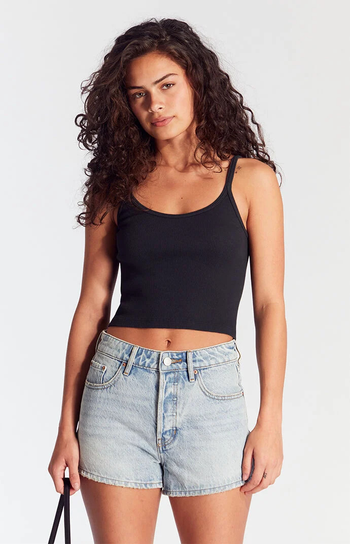 Women's Light Indigo Button Fly High Waisted Denim Festival Shorts in Medium Indigo - Size 25 | PacSun