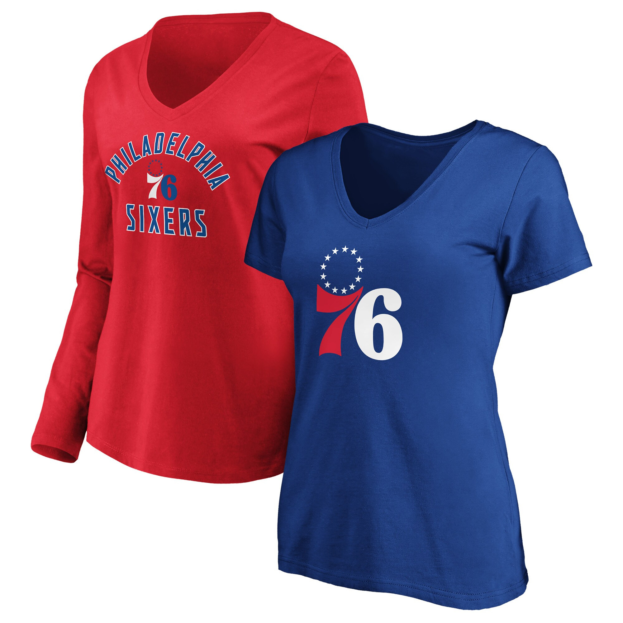 Women's Philadelphia 76ers Fanatics Branded Royal/Red V-Neck T-Shirt Combo Pack | NBA Shop