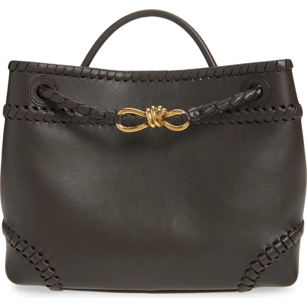 Bottega Veneta Borsa Whipstitch Leather Shoulder Bag in 2009 Espresso-M Brass at Nordstrom | Nordstrom