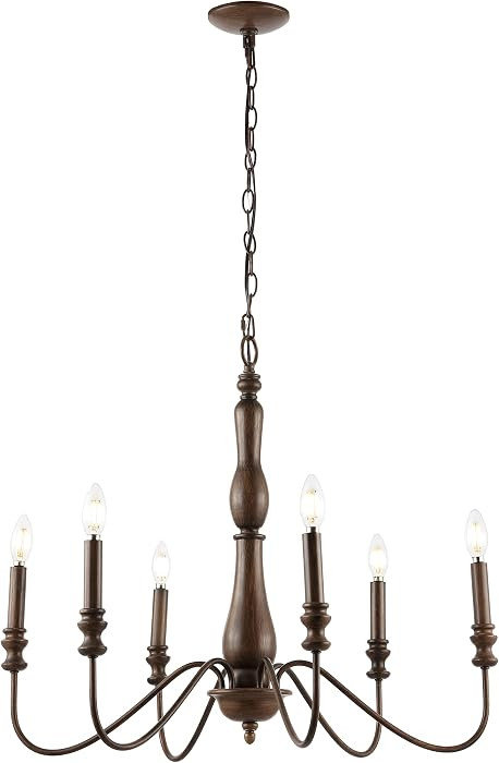 JONATHAN Y Victoria 6-Light Candle Style Chandelier 29" Metal, Brown | Amazon (US)
