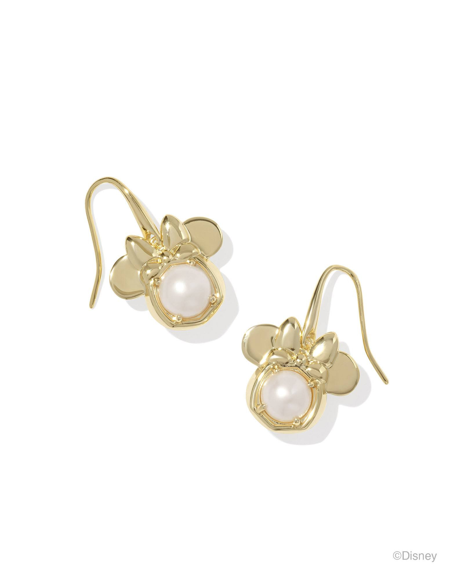 Disney | Kendra Scott Gold Minnie Mouse Drop Earrings in Freshwater Cultured | Pearl | Kendra Scott