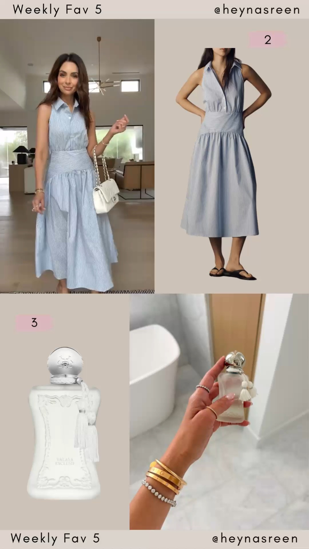 Fav 5:
#2: Anthropologie drop waist dress, I’m wearing an XXS petite. 
#3: Parfums de Marly Valaya,  perfume on sale right now!