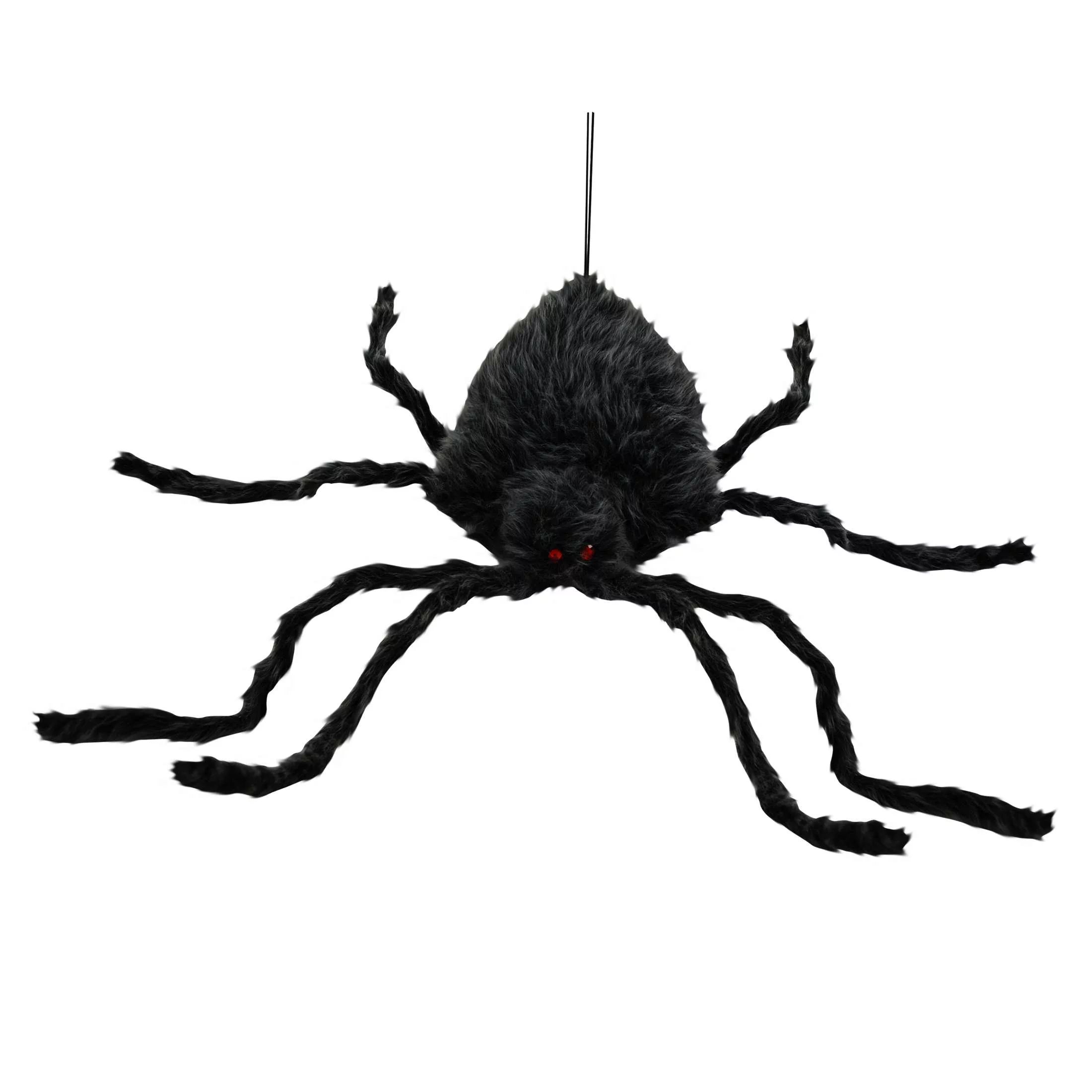 Halloween Posable Giant Hairy Spider Decoration, Black, by Way To Celebrate | Walmart (US)