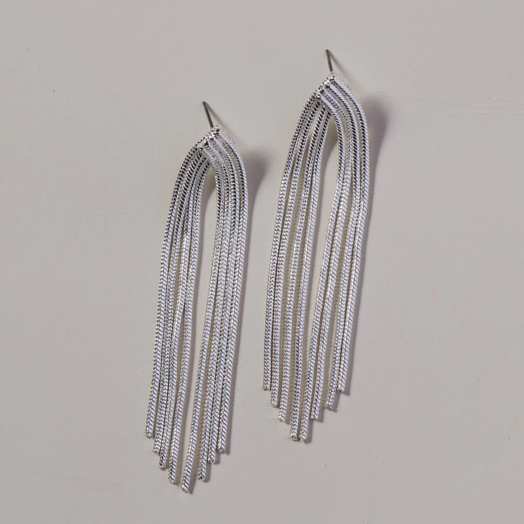 Silver Waterfall Chain Earrings | Nickel and Suede