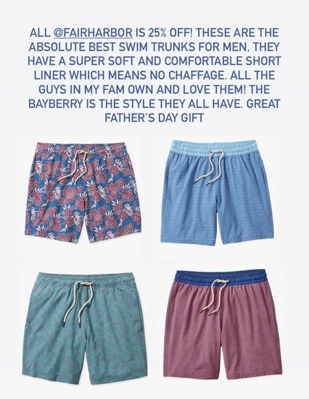25% off all Fairharbor swim! The best swim trunks for men, great Father’s Day gift. They run TTS!