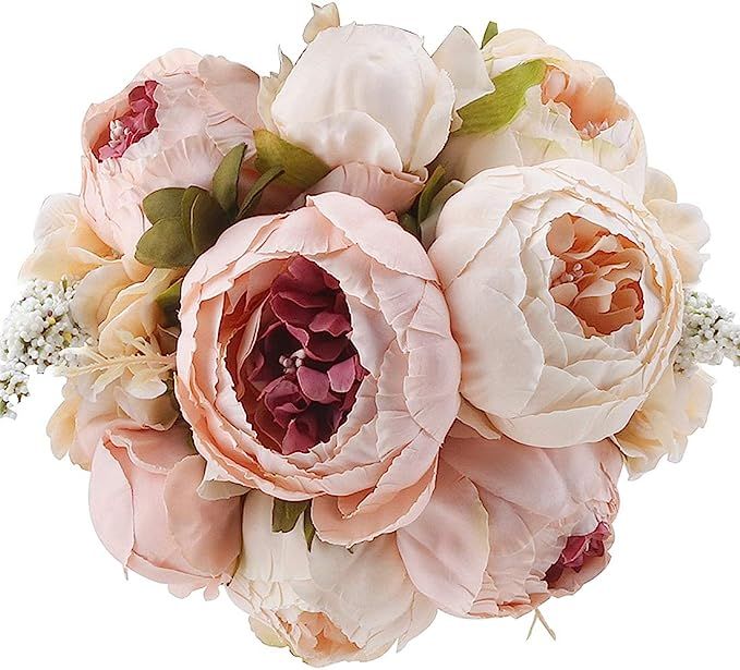 Flojery Silk Peony Bouquet Vintage Artificial Peonies Flower for Home Wedding Party Decor (1pcs, ... | Amazon (US)