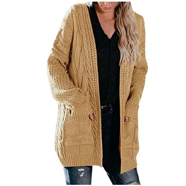 Odeerbi Chunky Cardigans For Women Cardigan Sweaters Solid Color Wool Pocket Recreational 2024 Lo... | Walmart (US)