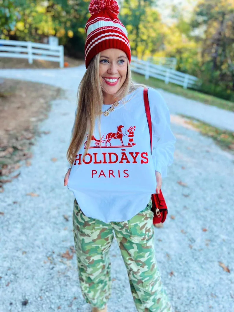 Holidays Paris Sweatshirt: High-end Christmas Graphic - Etsy | Etsy (US)