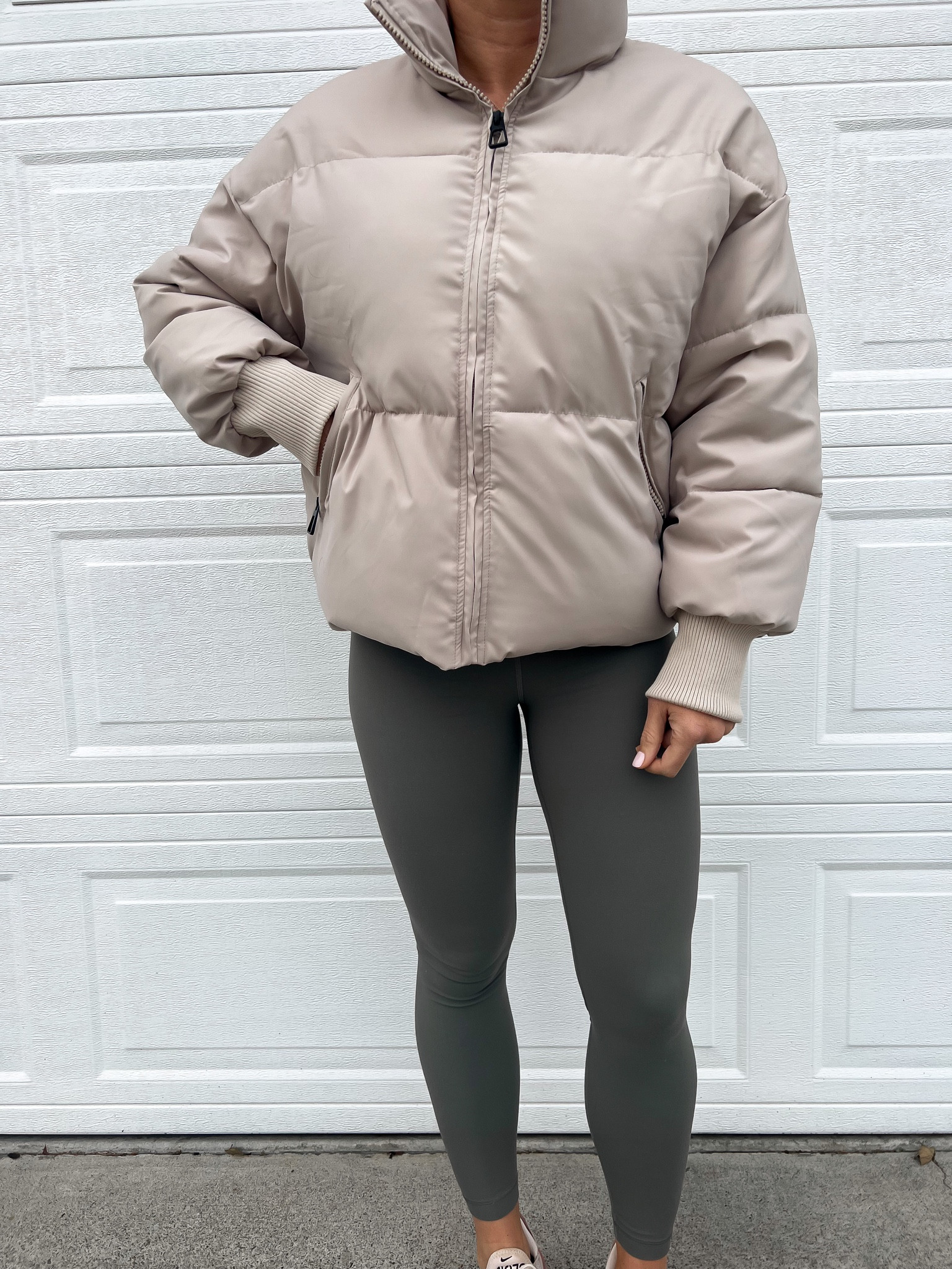 Amazon puffer coat. I’d size down if in between sizes. Pants are grey sage from Lululemon tts 

#LTKstyletip #LTKunder100 #LTKSeasonal